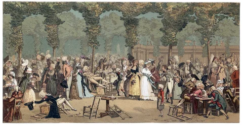 A nyilvános sétány a párizsi Palais Royalban, Philibert-Louis (Philibert Louis) Debucourt (1755-1832)