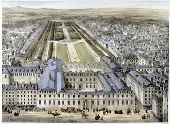 A királyi palota 1679-ben, a Szent Honoré utcából nézve - litográfia