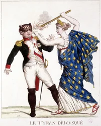 A leleplezett zsarnok - a „” Napóleon 1.-ben, karikatúrák, dummy gyűjtemény”, c. 1814.