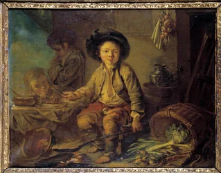 A francia iskola kis szavojai festményének reggelije. 1750-1780 körül. Homályos. 0,59x0,73 m.