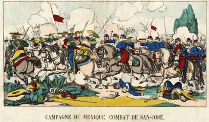 Foucauld kapitánya a San Jose-i csatában (San Jose) a mexikói hadjárat során (1862-1867), epinal kép XIX.