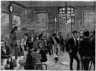 A kávésfiúk a párizsi Rue Montmartre egyik intézményében, „A jeles világban”” 1886.