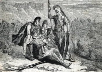 Epaminondas halála (Kr. e. 418-362) - (metszet) 1864