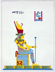 Neith istennő, illusztráció a Pantheon Egyptienből: Jean-Francois Champollion mitológiai szereplőinek gyűjteménye az ókori Egyiptomból, megjelent 1986 körül