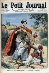 A gyarmatosítás hőseit (Észak-Afrikában) tisztelik allegorikus metszet: „Le Petit Journal”, 1910. március 6. (metszet)