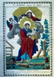 Szent József imája, Mária 19. századi metszet hitvese. Párizs, Népszerű Művészetek és Hagyományok Múzeuma