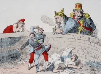 A helyzet - Gauillaume: Segítenünk kell az őrülteken, Badingue (III. Napóleon): Hadd tegyék bátyám, ideje lesz közbelépni, amikor ők (a párizsiak) felfalták magukat. Rajzfilm a kommunáról.
