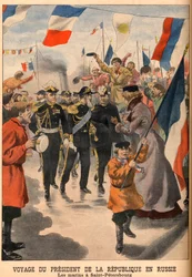 Loubet francia elnök oroszországi látogatása - Emile Loubet köztársasági elnök utazása Oroszországba. A tengerészek Szentpéterváron. Le Petit Journal, június 8
