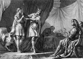 I. Thibaut (Theodebald, kb. 535-555), Ausztrália királya, aki elutasította Jusztinianus bizánci császár követeinek ajánlatát, hogy felhagyjanak az osztrogótok védelmével és csatlakozzanak a Birodalomhoz. 18. századi metszet.