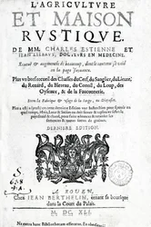A LAgriculture et Maison Rustique címlapja, Charles Estienne, 1641-ben megjelent kiadás (magasnyomás és metszet)