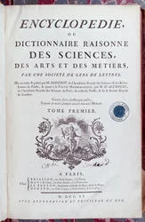 Denis Diderot (1713-84) enciklopédiájának címlapja, amely 1751-ben jelent meg Párizsban (lásd még: 157777)