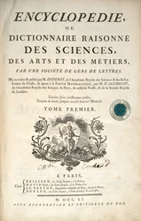 Denis Diderot és Jean le Rond dAlembert enciklopédiája első kötetének címlapja, 1751