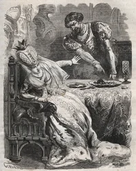 Hogy bosszút álljon felesége, Gabrielle de Vergy hűtlenségéért, Eudes de Fayel tudta nélkül megenni szeretője, Raoul de Coucy szívét. Egy 12. századi legenda jelenete, amely szerint Raoul I de Coucy (1142-1191 után) azt kérdezte, h