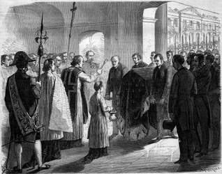 Joseph Bonaparte (1768-1844), nápolyi, majd spanyol király és I. Napóleon testvére hamvainak átszállítása a párizsi Invalidusok templomába