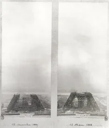 Két nézet az Eiffel-torony építkezéséről, Párizs, 1887. december 12. és 1888. március 15.