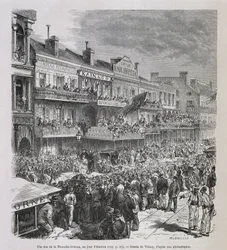 Egy utca New Orleans-ban a választás napján 1875-ben - a „Le Tour du Monde”-ban, 2. szem. 1876