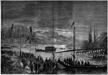 Velencei lakoma az Annecy-tavon III. Napóleon és Eugenie de Montijo impresszum látogatása alkalmából. Annecy, Haute Savoie (74)