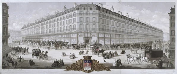 Kilátás a Magasins du Louvre áruházra, Párizs, 1866