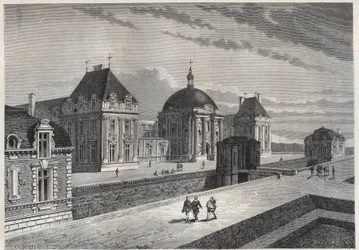 Kilátás a Chateau Royal de Monceaux-ra – metszet a „” Franciaország története az unokáimnak mesélt” című könyvből” – Francois Guizot - 1872-1876