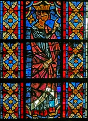 Ablak w209, amely egy jelenetet ábrázol St Savinien életéből: Aurelianus elrendeli Savinien kínzását