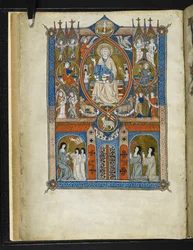 Yates Thompson MS 11 f.1v A Sainte Abbaye ideális állapota, Pierre de Blois „La Sainte Abbaye” című művéből, 1290 körül (vellum)