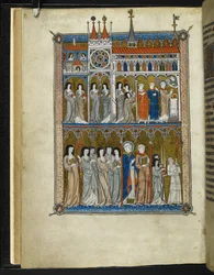 Yates Thompson MS 11 f.6v „La Sainte Abbaye”, Pierre de Blois, 1290 körül (tinta, szín és arany pergamen)