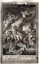 Látod, ó, szörnyű istenit, a gonosz Ulisse fiát – Monnet 1798-as metszete Francois de Salignac de La Mothe-Fenelon dit Fenelon „Les Aventures de Telemaque, fils d