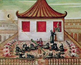 od. 59 fol.7 Napfogyatkozás Sziámban 1688-ban, a jezsuita misszionáriusok által, Sziám királya jelenlétében palotája ablakánál, 1688 (wc papíron)