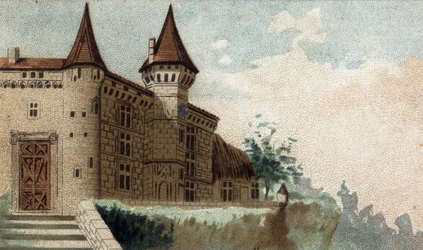 kilátással a Chateau de la Roche Lambertre.