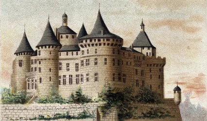 kilátás nyílik a chastelluxi kastélyra (Yonne).