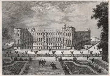 kilátás a Saint-Germain (Saint Germain) kastélyra (Seine és Oise) IV. Henrik alatt - metszet a „” Franciaország története az unokáimnak mesélt” című könyvéből” - Francois Guizot - 1872-1876