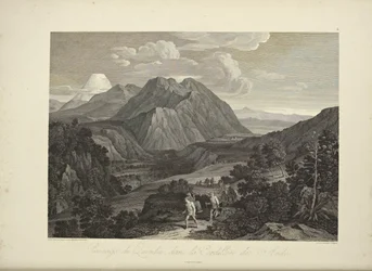 A Quindiu átjárója az Andok Kordilleráiban, Koch rajza, illusztrációja Alexander von Humboldt és Aime Bonpland „Kordillerák és Amerika őslakosainak emlékművei” című művéből