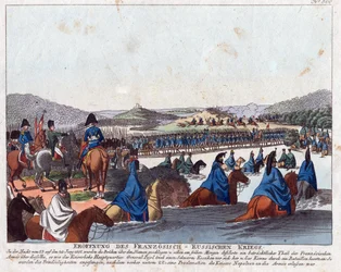 A francia oroszországi invázió kezdete - Campe, August Friedrich Andreas (1777-1846) - Rézkarc, akvarell - 20,5x26,2 - Magángyűjtemény