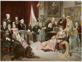 Richard Wagner és Liszt Bayreuthban Cosimával és Siegfrieddel – Fritz Georg Papperitz nyomán