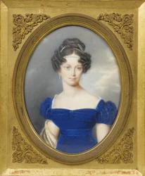 Henrietta Nassau-Weilburg hercegnő (1797-1829), Lieder Károly osztrák főherceg felesége, Friedrich Johan Gottlieb (1780-1859), - Akvarell, gouache, karton, 21,2x16 - Magángyűjtemény