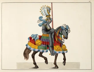 Egy lovag egy versenyre úton, tányér a lovagság fejlődésének és szokásainak történetéből, Dr. Franz Kottenkamp, Carl Hoffmann, 1842