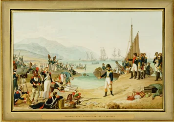 I. Napóleon leszáll Antibes közelében, Franciaország ... (akvarell)