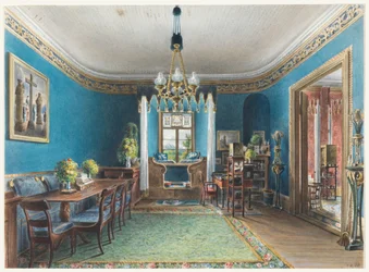Rajz, A kék szoba, Schloss Fischbach, 1846