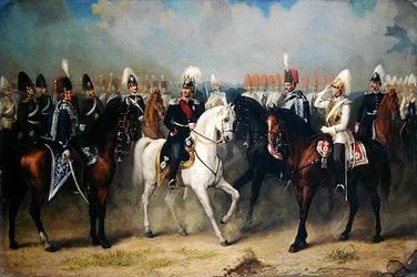 Friedrich Wilhelm I. Hessen-Kasseli választófejedelem tiszteivel a parádén