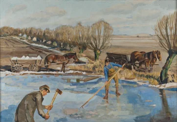 Farmhands fetching ice, 1927