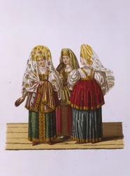 Tveri nők és lányok jelmezei Az orosz állam ruházata sorozatból, 1851