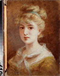Une femme parisienne (Egy párizsi nő) - Fjodor Petrovics Csamakov (Csumakov) (1823-1911) festménye, olaj, vászon, orosz művészet 19. század vége-XX. század eleje, modernizmus - M. Tuganov Művészeti Múzeum Észak-Oszét, Vlagyikavkaz (Oroszország) )