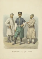 Kazáni tatárok, illusztráció az Orosz Állam ruházata sorozatból, 1869