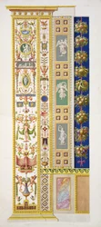 Panel a vatikáni Raphael Loggiáról, a „Delle Loggie di Rafaele nel Vaticano”-ból, Giovanni Ottaviani (kb. 1735-1808) metszet, 1772-77 körül megjelent (kézzel színezett metszet)