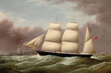 A Barque Alfred Hawley a Skerries mellett, Liverpoolba tartó úton, 1860