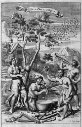 Zenés jelenet, illusztráció a 2. könyv 2. részéből, Anthony Le Grand „A filozófia alapelvei” 7. fejezetéből, vésette Johannes Kip (1652/53-1722)