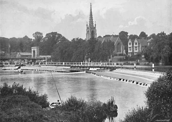 Híd és gát Great Marlow-ban, 1896