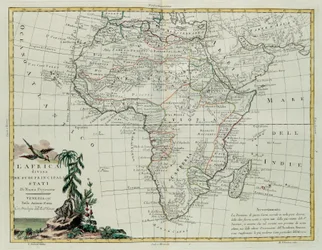 Afrika fő államaira oszlik, G. Zuliani metszete az Antonio Zatta által 1776-ban Velencében kiadott Legújabb Atlasz I. Tome-jából vett, magángyűjtemény