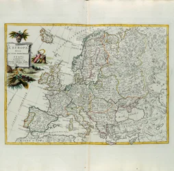 Európa fő államaira oszlik, G. Zuliani metszete az Antonio Zatta 1776-ban Velencében kiadott Legújabb Atlasz I. toméjából vett metszet, magángyűjtemény