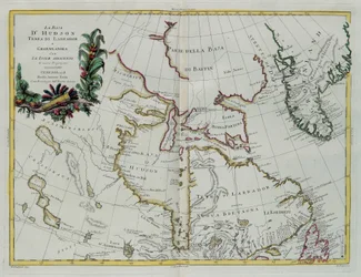 Hudson-öböl, Labrador földje és Grönland a szomszédos szigetekkel, G. Zuliani metszete az Antonio Zatta által 1778-ban Velencében kiadott „Legújabb atlasz” I. Tome-jából vett, magángyűjtemény